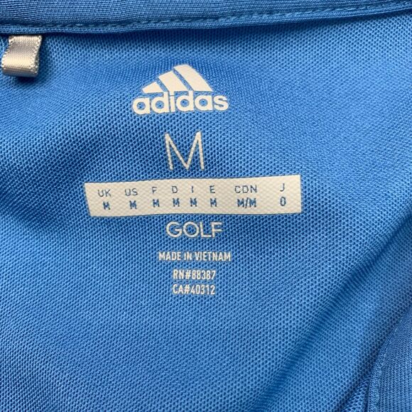Adidas Golf Polo Shirt Mens M Medium Astral Blue Embroidered Front Performance - Picture 5 of 11